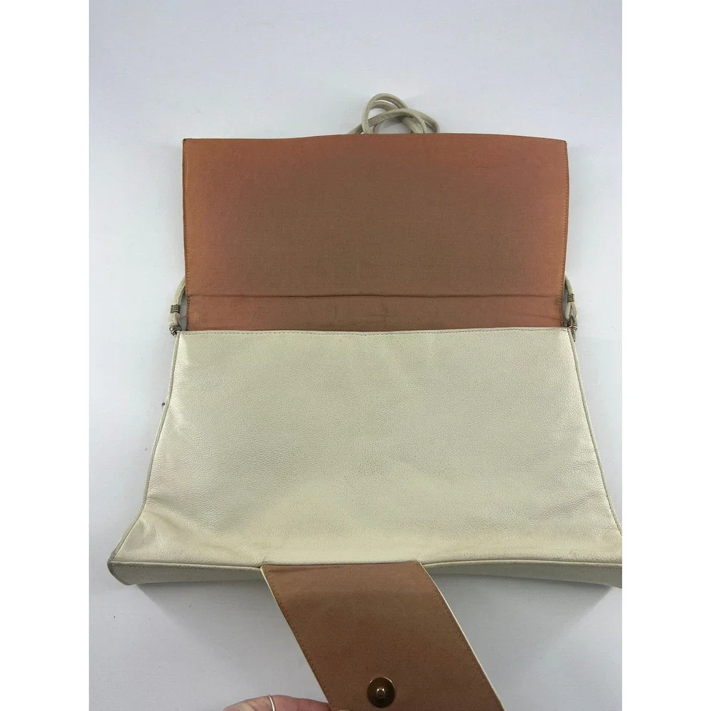 Vintage Y2K Green Mountain Purse Ivory Cream Snap Closure Retro Shoulder Bag 90s